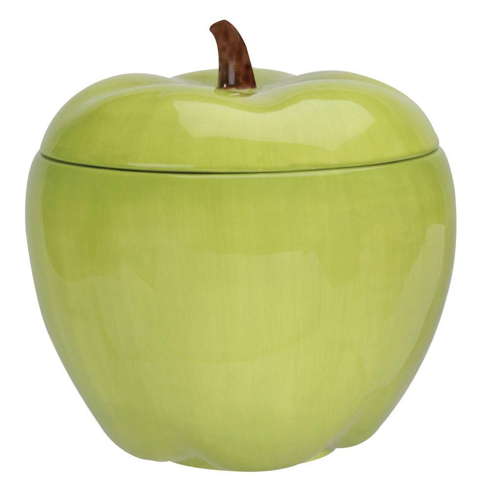 Green Apple Cookie Jar Collectible Fruit Ceramic Glass Container