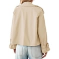 thumbnail image 5 of Long Sleeve Double Breasted Women Casual Trench Coat Crop Jacket, 5 of 6