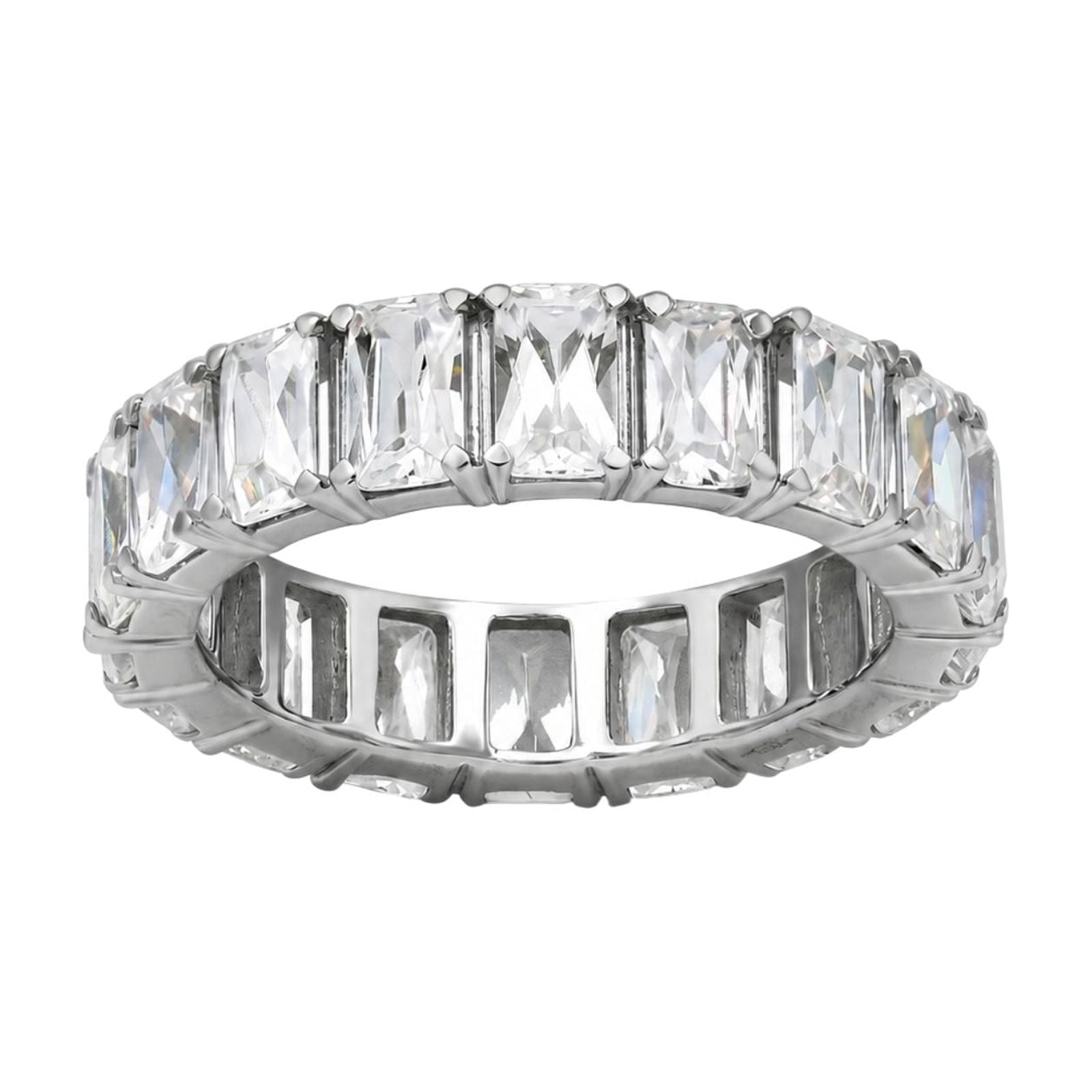 Diamonair Lab-Grown Diamond Eternity Ring for Women | 14K White Gold | Emerald Cut | Prong Setting | F Color, VS+ Clarity | 7.00 Total Carat Weight
