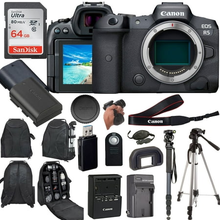 Canon EOS R5 Mirrorless Camera (Body Only) Enhanced with Professional Accessory Bundle - Includes 14 Items