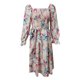 thumbnail image 3 of Vestido Bohemio Informal Con Cuello Cuadrado y Estampado Floral Para Mujer, Con Mangas, Para Uso Diario, Primavera, Verano y Otoño., 3 of 3