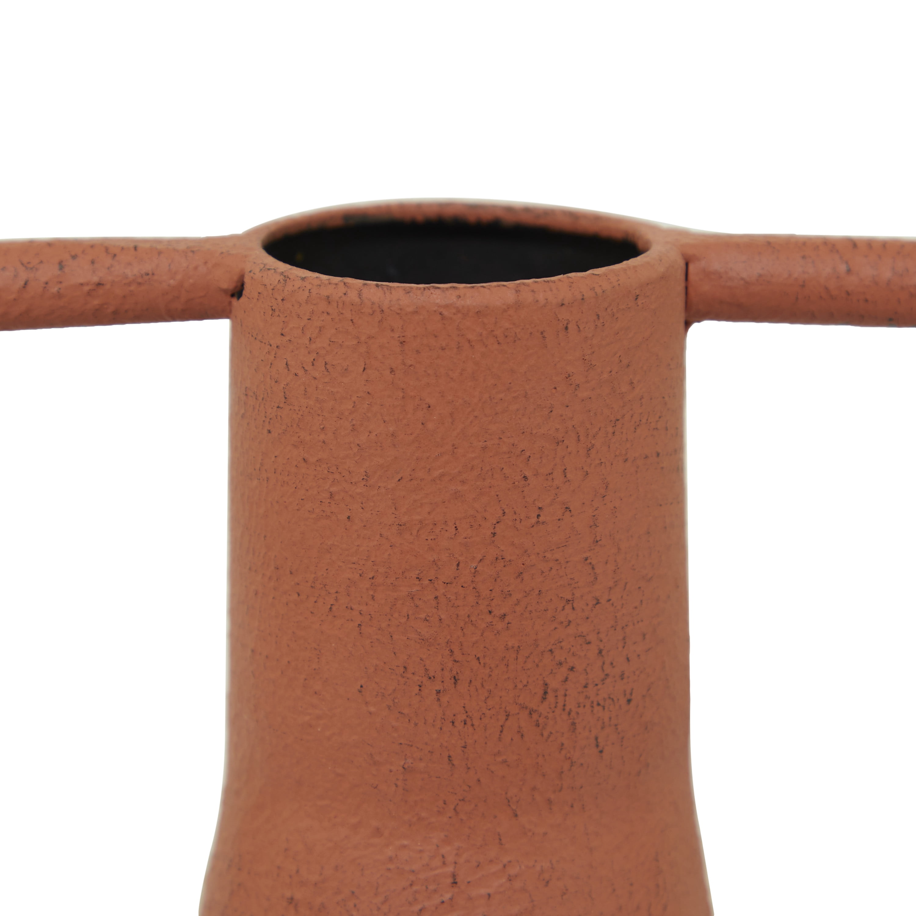DecMode 12", 14"H Orange Metal Vase with Handles, Set of 2