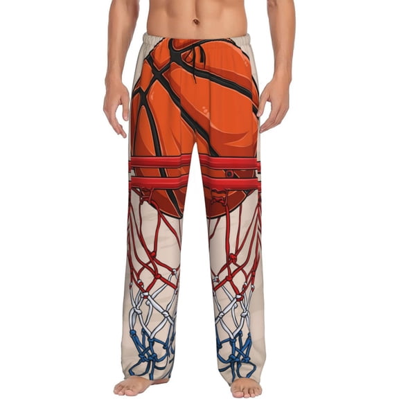 Vsdgher Basketball Shot Mens Pajama Pants Sleep & Lounge Pants, PJ Pants-Small