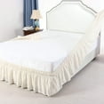thumbnail image 4 of 600-TC Pima Cotton Universal Wrap Around Bed Skirt Twin (39" x 75") Size, Easy Fit 1-PC Bed Skirt Luxury Fabric 3 Sided Coverage 24" Drop Length, Ivory, 4 of 5