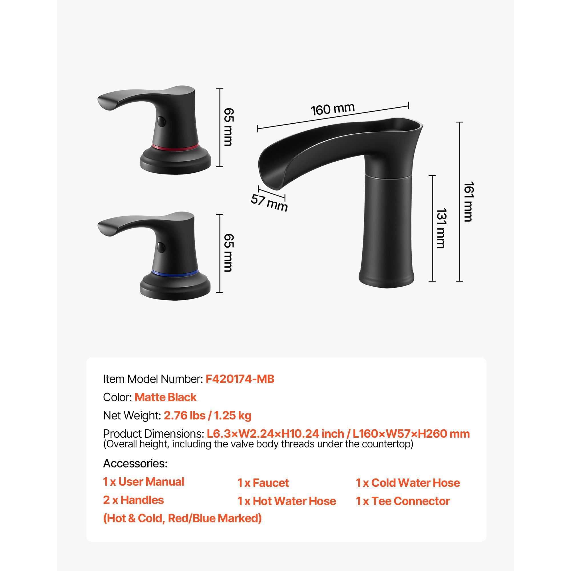 Roman Bathtub Faucet 4.36 GPM High-Flow 3-Hole Deck Mount Zinc Alloy Dual Handles Drip-Free for Bathroom Bathtub