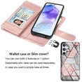 thumbnail image 5 of For Samsung Galaxy A35 5G Phone Case, Galaxy A35 5G Leather Wallet Case with Card Holder and Lanyard for Women Men, eBizWare Magnetic Flip Detachable Cover - Marble Pink, 5 of 8