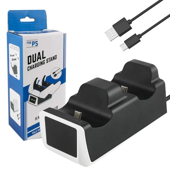 Controlador de juegos Cargador Estación de cargador USB de plástico Controlador de juegos LED portátil Reemplazo de la base de carga para PS5 Methold EL000852-00B