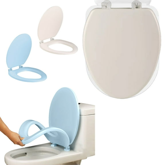 Heavy Duty Closed Front Plastic Toilet Seat with Cover will Slow Close, Never Loosen & Reduce Call-backs, Easy Install And Clean, ELONGATED, Plastic