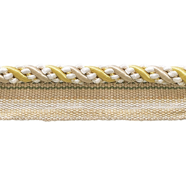 4/16" (0.5cm) Medium Decorative Twisted Rope Cord with Lip | Cord Trim (Style# 0416I2), Ivory Beige Gold Multicolor (Color# 2523) 10 Yards (30 ft/9.5m)