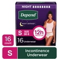 thumbnail image 3 of (2 pack) Depend Night Defense Incontinence Underwear for Women, Adult Diapers, S, 16 Count, 3 of 12
