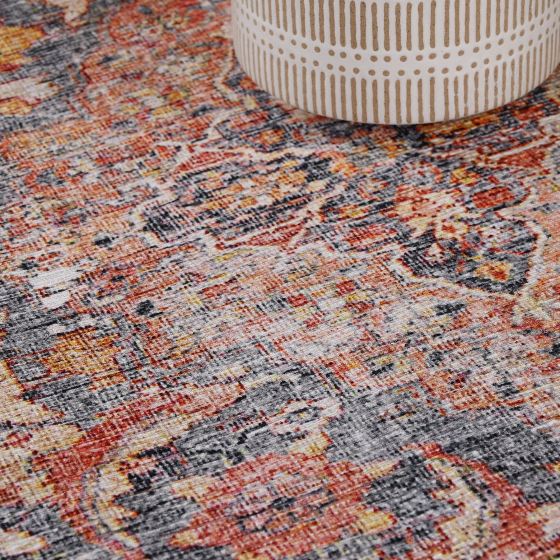 Superior Huda Rustic Oriental Indoor Area Rug,10' x 14', Ruby Red