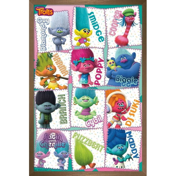 DreamWorks Trolls - Grid Wall Poster, 14.725" x 22.375", Framed ...