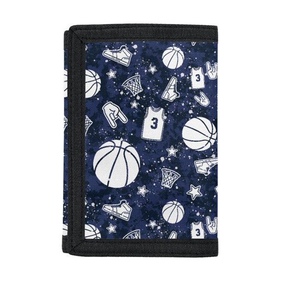 CHAQLIN Basketball Gear Print Zippered Coin Bag Wallet, Polyester Children's Wallet Slim Kids Trifold Wallet for Travel Outdoor Sports