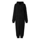 thumbnail image 4 of Gibobby Mono Corto Informal Pijama de manga larga de lana artificial para mujer Casual Color sólido Cremallera Suelto con capucha Mono Pijama Casual Invierno Cálido Rompe Lind(Negro， S), 4 of 5