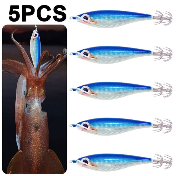 Señuelo Luminoso para Pesca Camarones Anzuelo Calamar Cebo Sepia Aparejos Mar () Azul