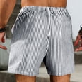 thumbnail image 3 of Favoffer Men's Linen Casual Shorts Striped Pocket Lace Up Elastic Waist Thin Loose Summer Active Short Pants for Beach Lounging Walking Outdoor, 3 of 9