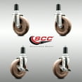 thumbnail image 2 of 5 Inch 316SS High Temp Glass Filled Nylon 1-5/8 Inch Stem Caster Set 2 Brake SCC, 2 of 2