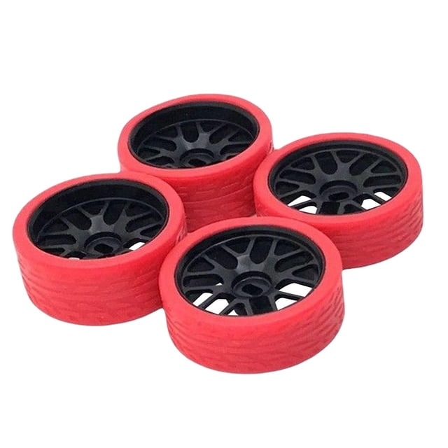 lionlar 1:28 RC Car Wheel Rim Tires Accessories for RM02 Iw02 Model Buggy Crawler , Red