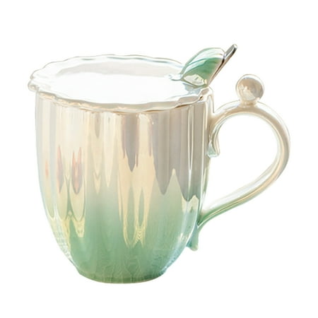 

Hemoton Cup Coffee Mug Ceramic Breakfast Drinks Novelty Morning Lovely Spoon Lid Handle Tea Holder Delicate