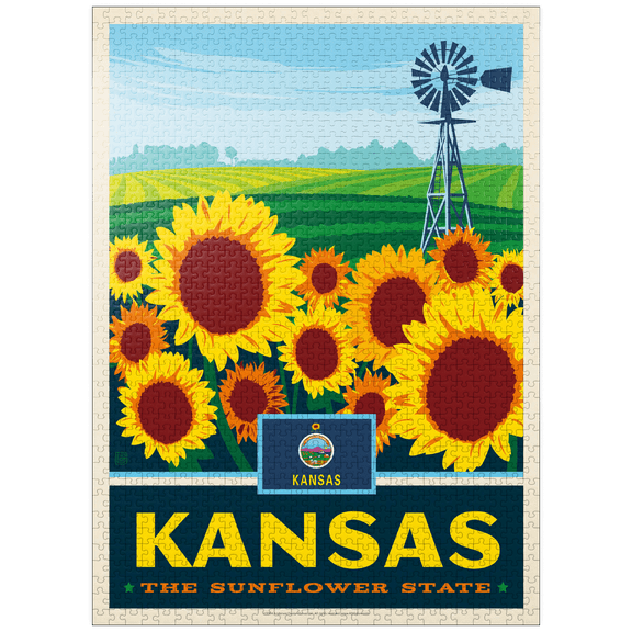 MyPuzzle - Kansas: The Sunflower State - Premium 1000 Piece Jigsaw Puzzle for Adults