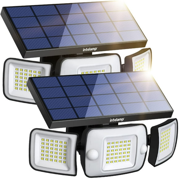 Focos solares Intelamp, paquete de 2 unidades, 6000 mAh, 1200 lúmenes, con sensor