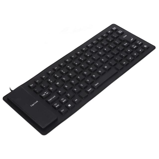 Soft Silicone Keyboard, USB Wired Fully Sealed Design Mute Button Lightweight Portable 85 Keys Silicone Keyboard For PC Notebook Black