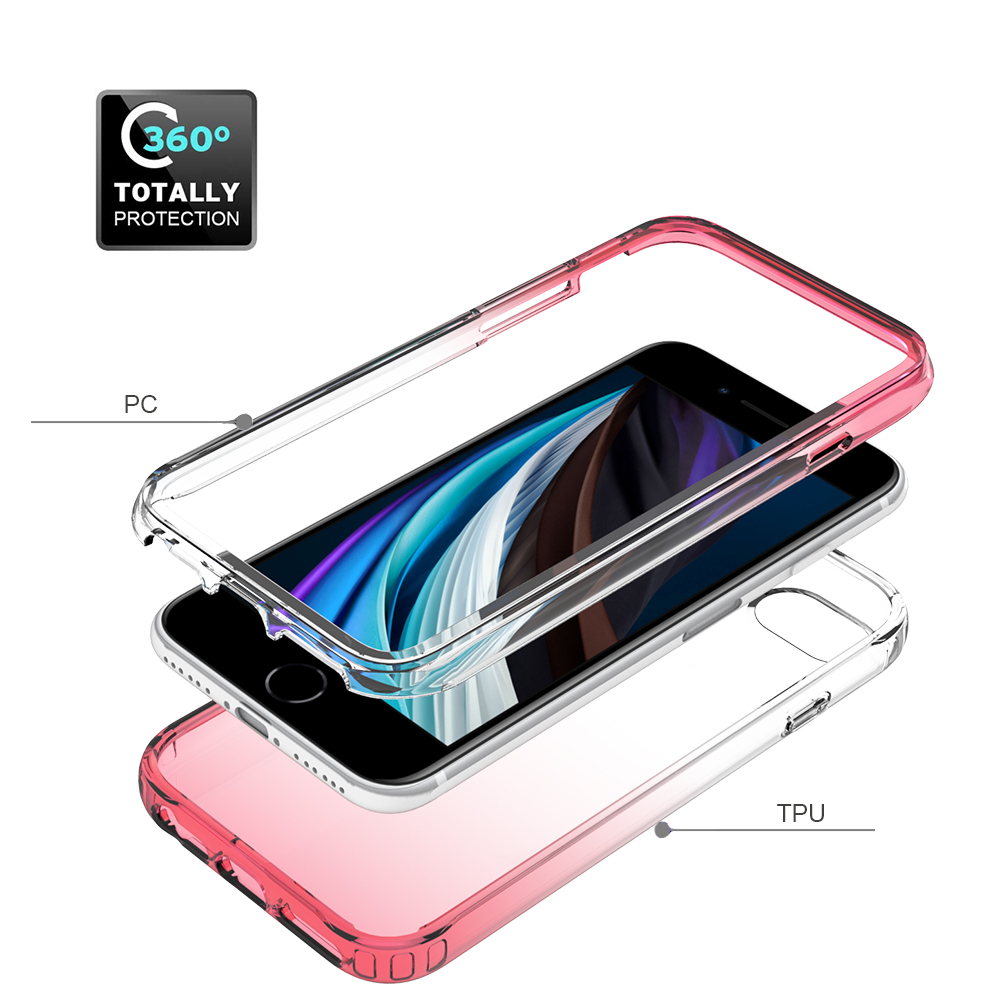 Coque Transparente 360° Pour IPhone SE 2020/2022 / IPhone 7 / IPhone 8 - TPU Souple + PC Dur - Protection Anti-choc Complète