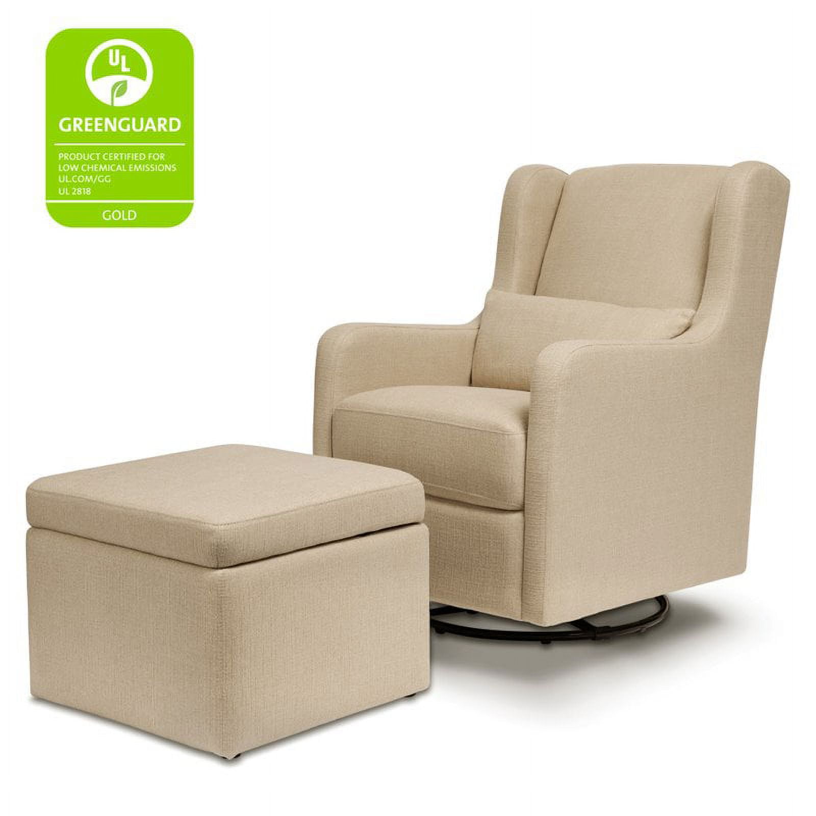 Carter's by DaVinci Adrian Kids Modern Glider Rocking Chair with Storage Ottoman, Khaki