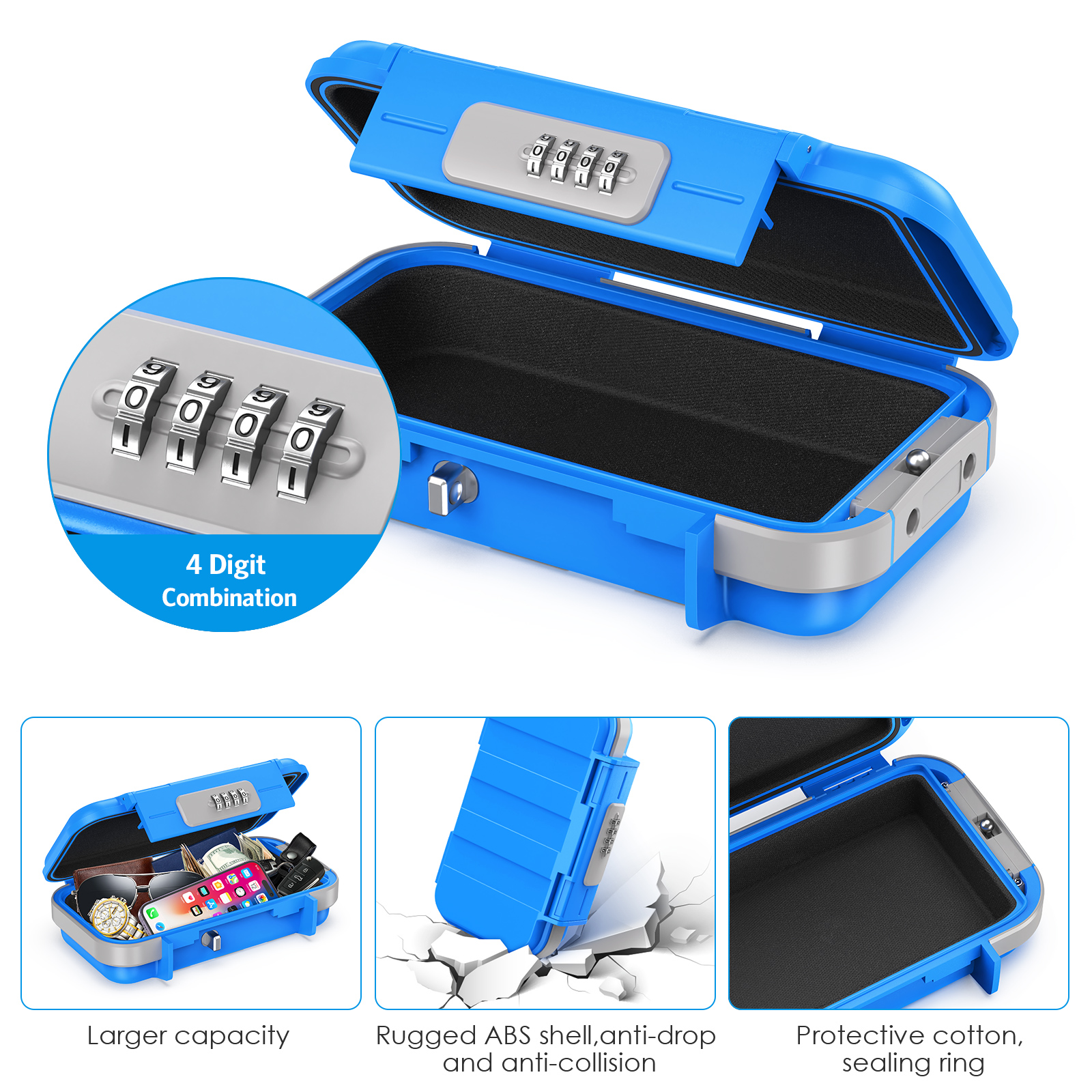 AMIR Portable Combination Safe Box Blue photo 4