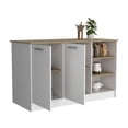 thumbnail image 2 of Newboti Furniture Ginger Kitchen Island, Three Open Shelves, Two Cabinets White - Natural Oak 0039, 2 of 8