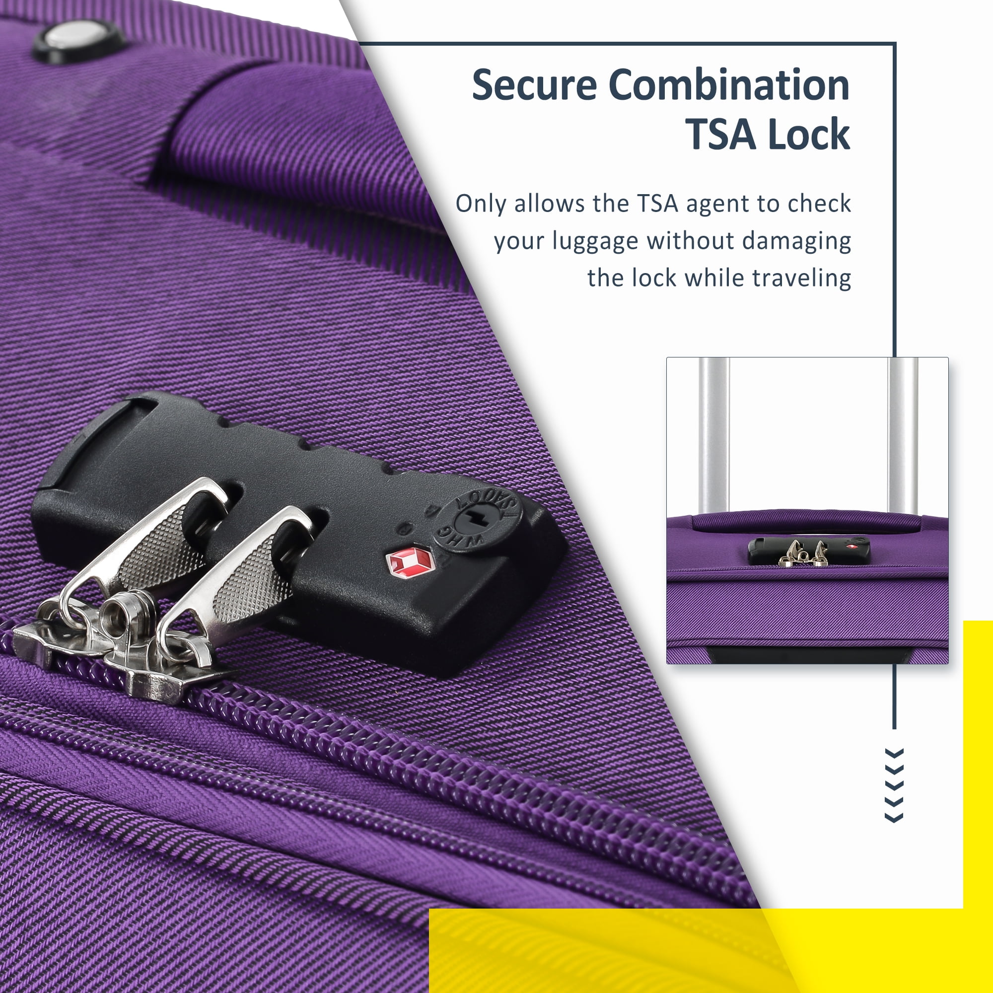 MAYEERTY 3-Piece Expandable Softside Luggage Set (22"+26"+30") - Oxford Fabric with TSA Lock & Spinner Wheels, Purple