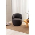 thumbnail image 2 of 360 Degree Swivel Barrel Accent Chairs with Wraparound Backrest, Round Armchairs with Upholstered & Black Metal Base, Teddy Fabric Chair for Living Room, Bedroom & Office, Dark Gray, 2 of 7