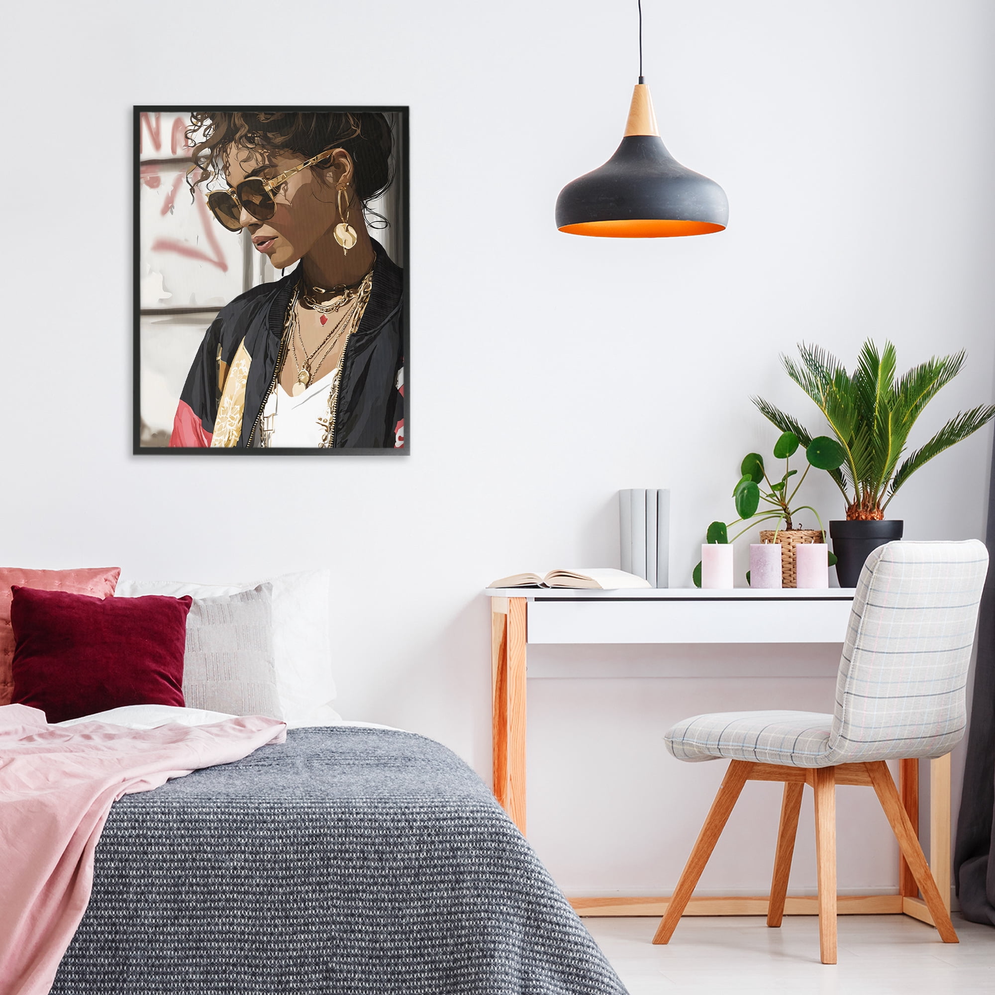 Stupell Industries Woman in Sunglasses With Jewelry Black Framed Giclee Art, design by Franklyn Gregory