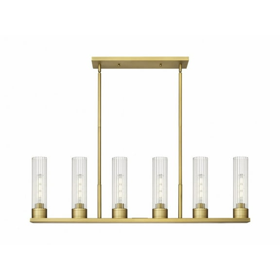 Innovations Lighting Empire - 6 Light 11" Stem Hung Linear Pendant Clear/Brushed Brass