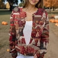 thumbnail image 7 of WTOBBY Women's Fashion Printed Long Sleeve Knitted Cardigan Button Down Jacket, Christmas Themed Soft and Warm Cardigan for Casual and Holiday Wear,Wine 4XL, 7 of 7