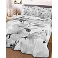 thumbnail image 3 of Quilts Twin-XL Size Bedding Set, Grey Flowers Lightweight Quilted Comforter, Spring Watercolor Botanical Floral Leaf Plant Soft Bedspread Coverlet with Pillow Covers for All Season, 68" x 98", 3 of 7