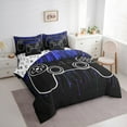 thumbnail image 3 of jejeloiu Gamepad Gamer 7-Piece Twin Bedding Sets,Modern Video Game Bedding Comforter Set,Blue Black Sheet Sets For Boys Kids,Luxury Bedroom Decor Reversible, 3 of 8