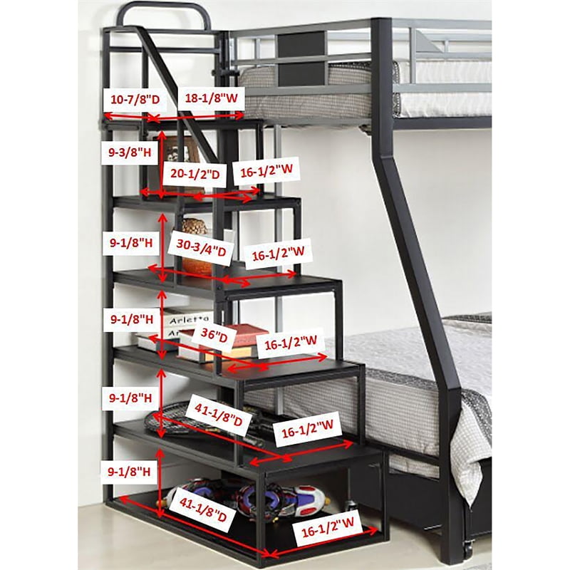 America Estrecion Metal Side Ladder, Metal Bunk Bed Side Ladder Bookshelf