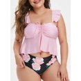 thumbnail image 1 of Tamaño más delantero cinchado la impresión floral del traje de baño de Tankini Rosegal vestidos de fiesta tallas grandes, 1 of 5