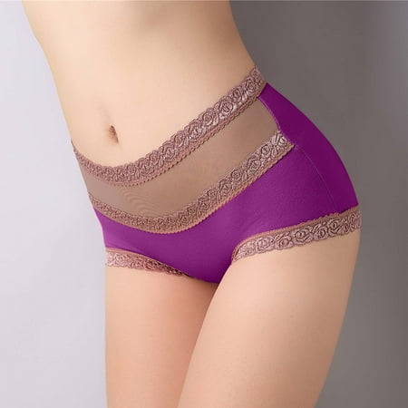 

kpoplk Womens Panties Sexy Womens Lace Underwear Sexy Panties Seamless Lingerie Bikini(Purple)