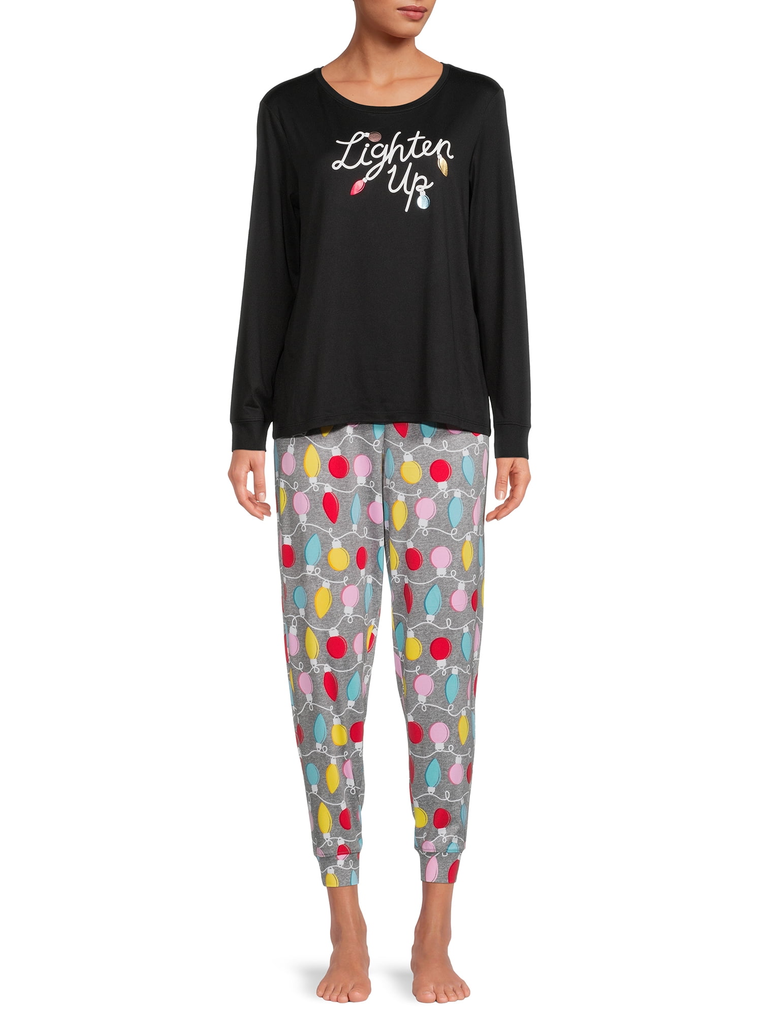 Secret Treasures Women's and Women's Plus Long Sleeve Shirt and Joggers Pajama Set, 2-Piece