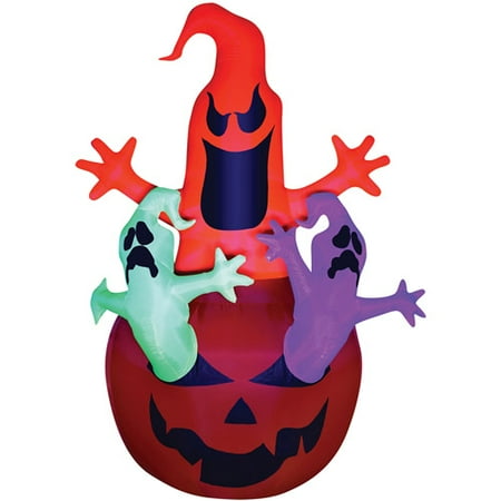 Pumpkin Jack with Neon Color Ghosts Trio