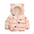 thumbnail image 2 of Godderr Little Boys Girls Puffer Jacket 1-7T Bear Hooded Printed Elastic Cuffs Baby Outerwear Kids Down Coat Toddler Warm Winter Puffer Coats, 2 of 7