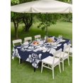 thumbnail image 4 of Outdoor Tablecloth with Umbrella Hole for Patio/Picnic/Party/Camping, Navy Blue Boho Waterproof Table Cloth Rectangle Table Cover Washable, Vintage Classic Bohemia Flower Textured (52"x 70"), 4 of 8