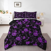 Homewish Retro Flowers 2pcs Bedding Comforter Set for Female Men Teens,Botanical Plants Blossom Twin Comforter Sets,Exotic Style Breathable Bedding Set,Super Cozy Room Decor,Reversible