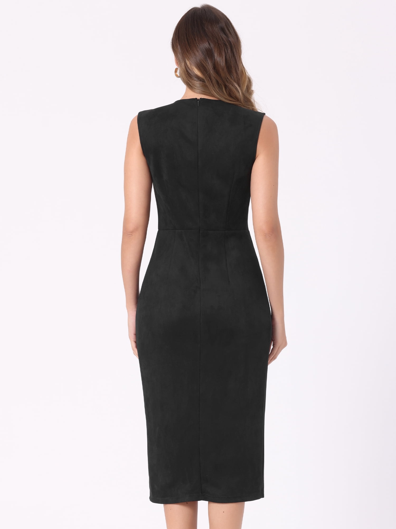 DARING DIVA Faux Suede Sleeveless Split Hem Dress M Black