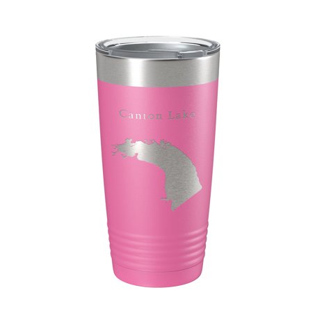 

Canton Lake Map Tumbler Travel Mug Insulated Laser Engraved Coffee Cup Oklahoma 20 oz Pink
