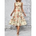 thumbnail image 3 of Sleeveless Smocked Floral Tiered Midi Dress for Women - Casual Summer Dress, 3 of 10
