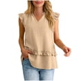 thumbnail image 4 of Women's Summer Tank Tops Oversized V-Neck Ruffle Sleeveless Shirts Casual Solid Plus Size Loose Quickly Dry Breathable T Shirts Elegant Tanks Blouses, 4 of 8
