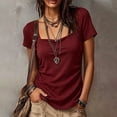 thumbnail image 2 of YUGYXL Women's Sweetheart Neck Short Sleeve Shirts Slim Fit Ruched Tops Going Out Y2K Cute Summer T-Shirts Tees Wine Top XL, 2 of 9